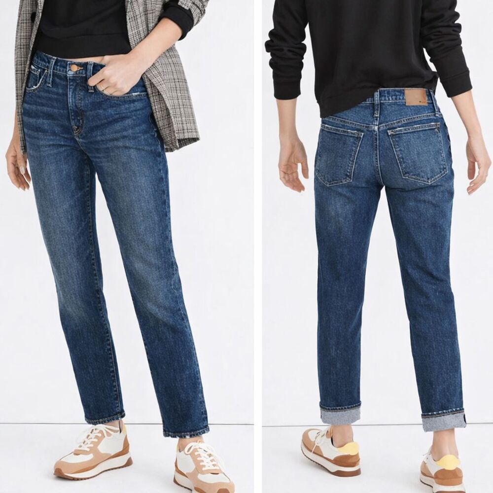 Madewell Tomboy Straight Jeans High Rise Blue Denim Classic Fit 24 Women Casual
